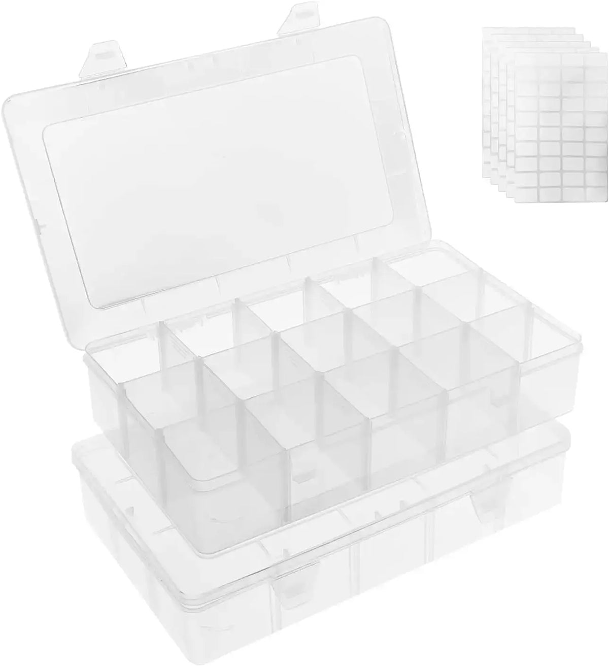 15 Grids Clear Plastic Organizer Box with Adjustable Dividers, Craft Storage Containers for Jewelry, Beads, Screws, Tackle Box from PriceLows™