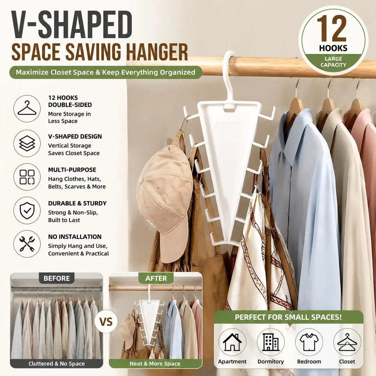 Clothes Hanger | V Shape 12 Hooks | PriceLows™