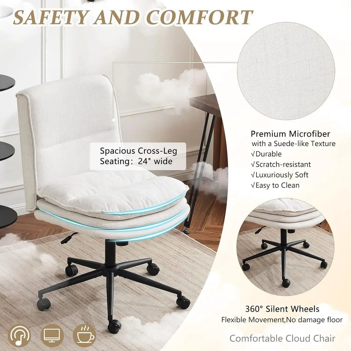 Cloud Criss Cross Office Chair Beige Fabric 18in High Back from PriceLows™