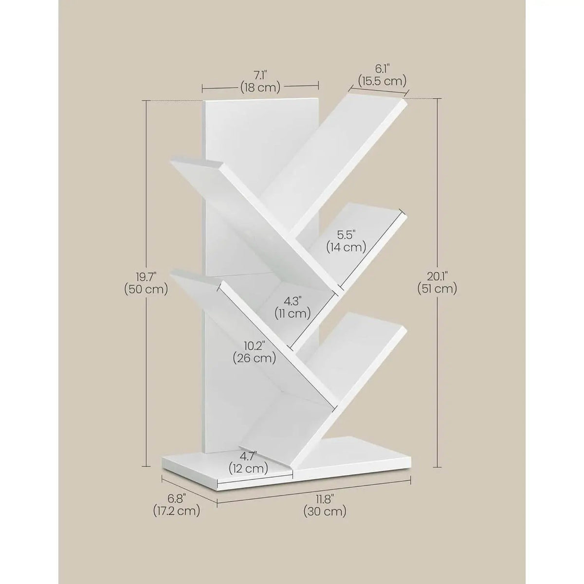 Cloud White Tree Bookshelf Five Tier Corner Shelf Unit from PriceLows™