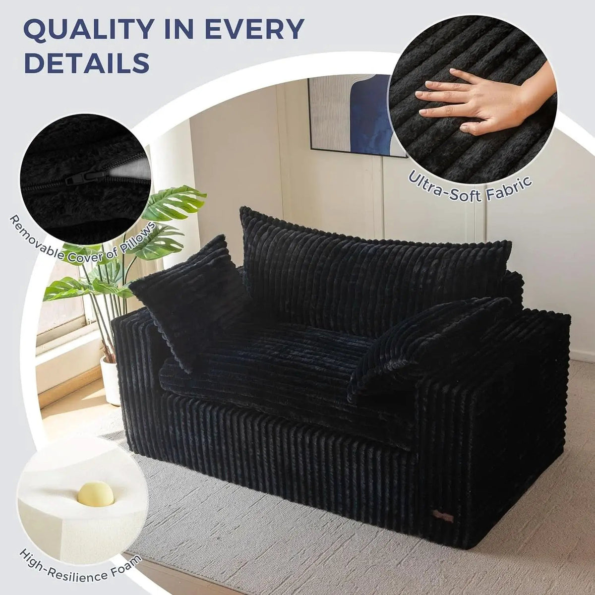 Comfortable Bean Bag Chair with Wide Armrests and Support from PriceLows™