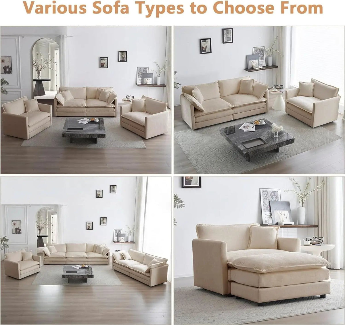 Comfy Chenille Sofa Chair with Toss Pillow Light Coffee from PriceLows™