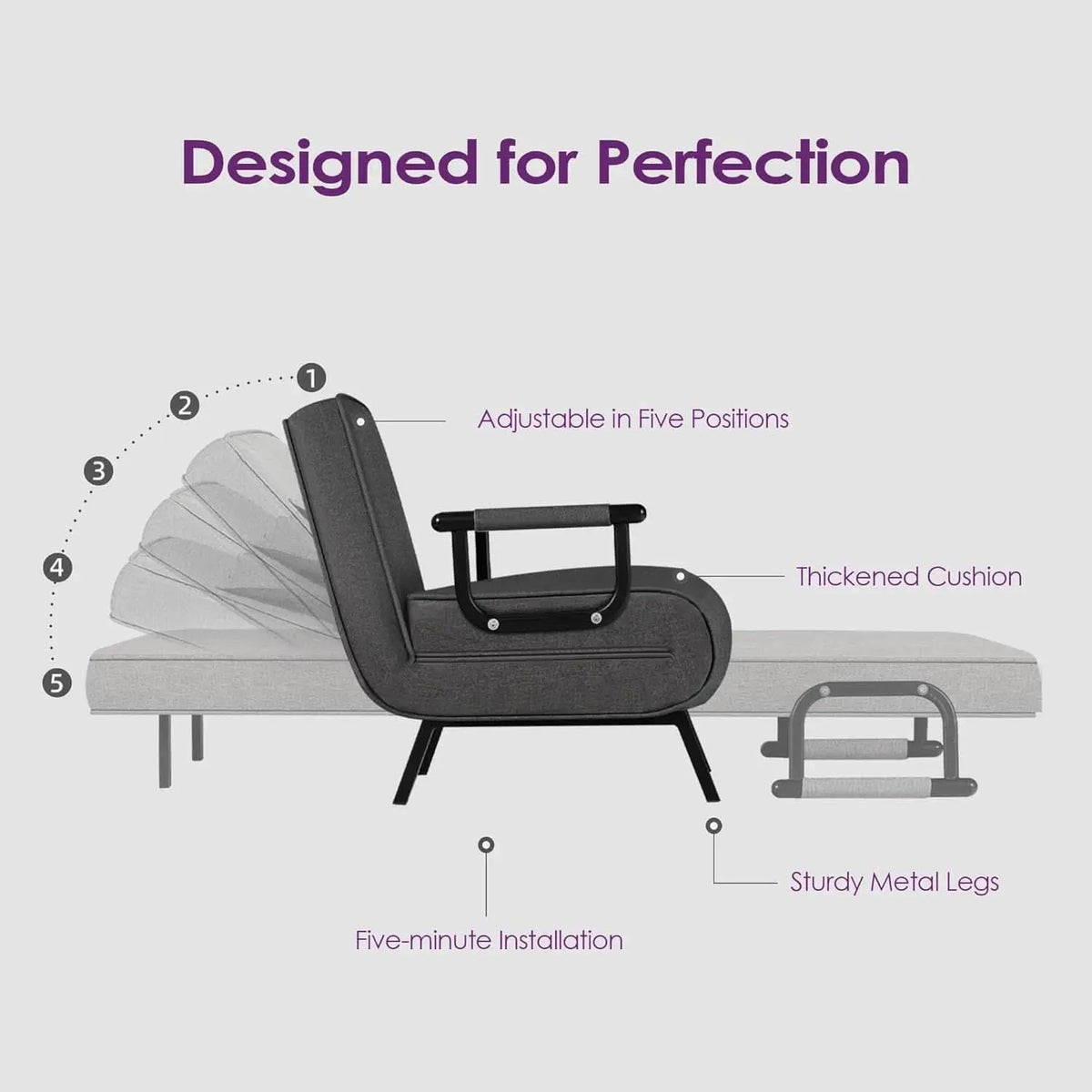 Comfy Convertible Sleep Chair Bed with Adjustable Backrest from PriceLows™