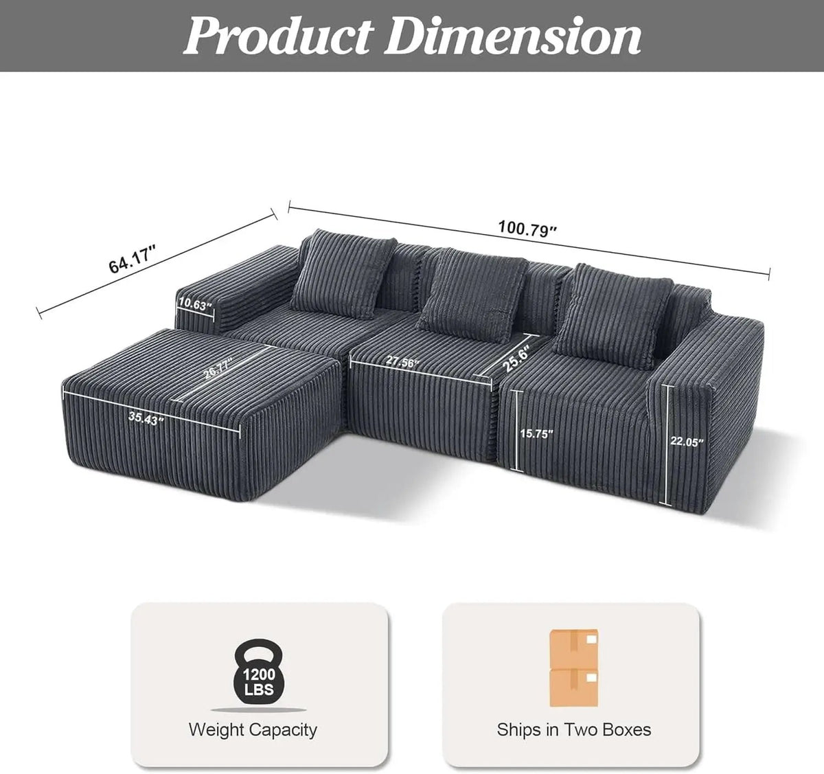 Comfy L Shaped Modular Memory Foam Sectional Sofa from PriceLows™
