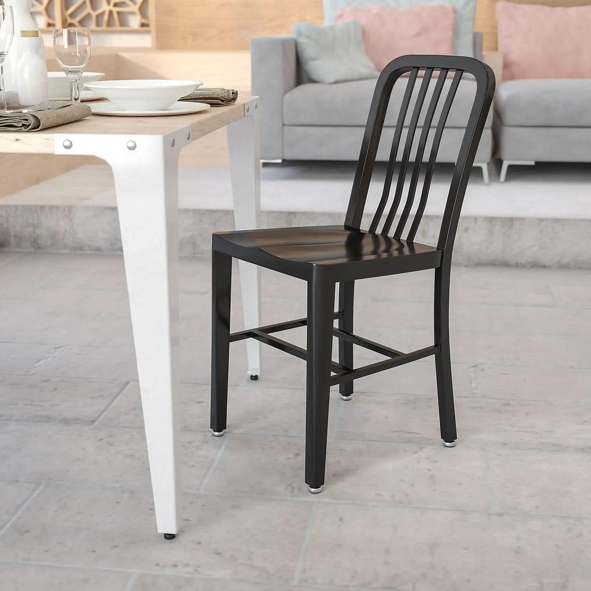 Commercial Grade Black Metal Indoor Outdoor Dining Chair from PriceLows™