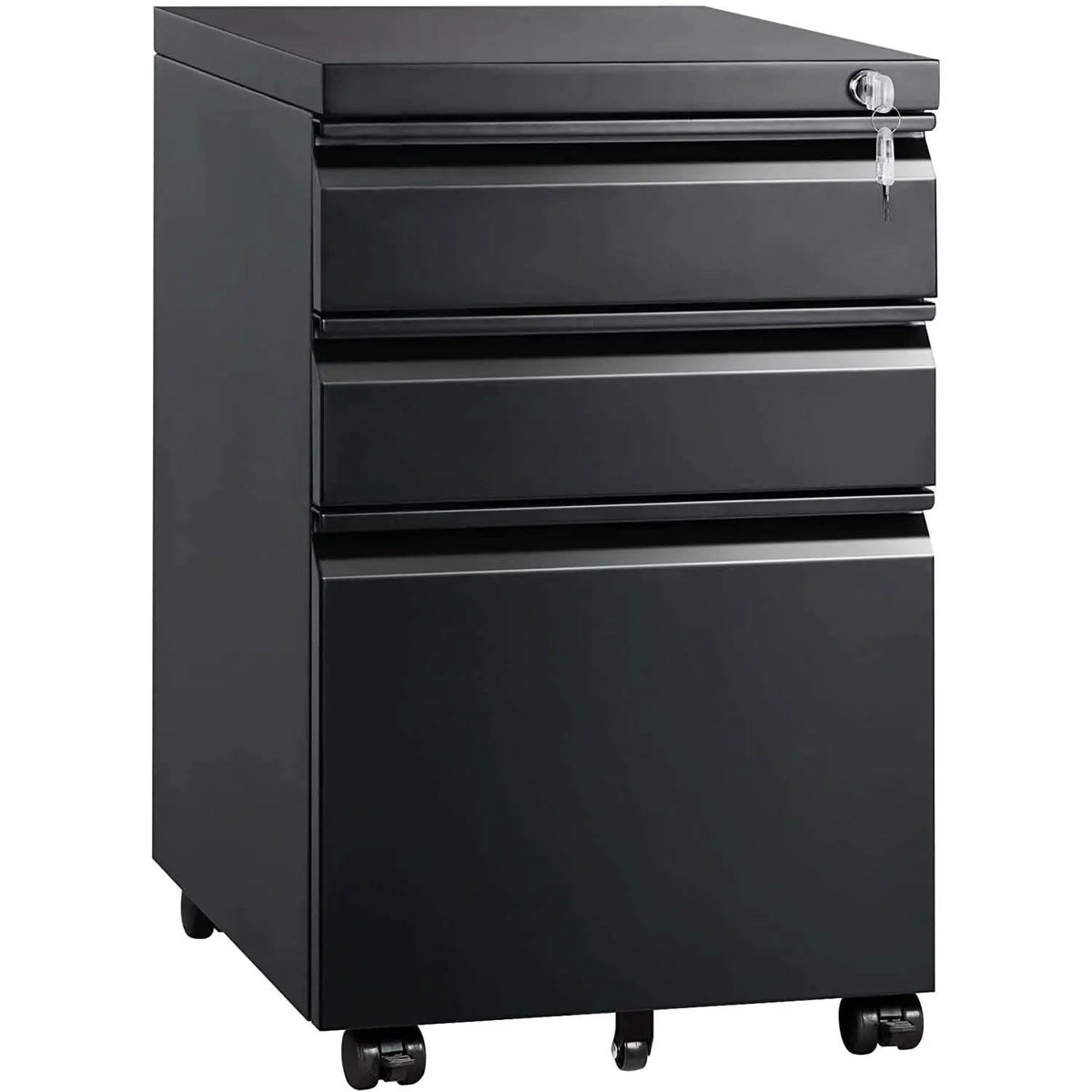 Compact Black Mobile Filing Cabinet Lockable With Drawers from PriceLows™