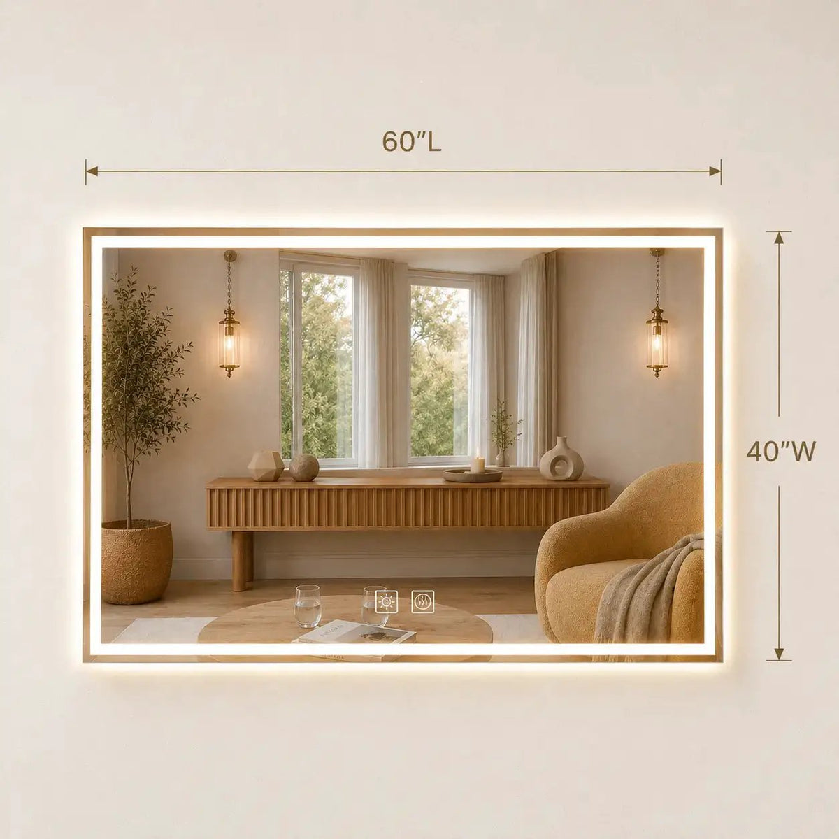 Compact Center Glow LED Bathroom Mirror