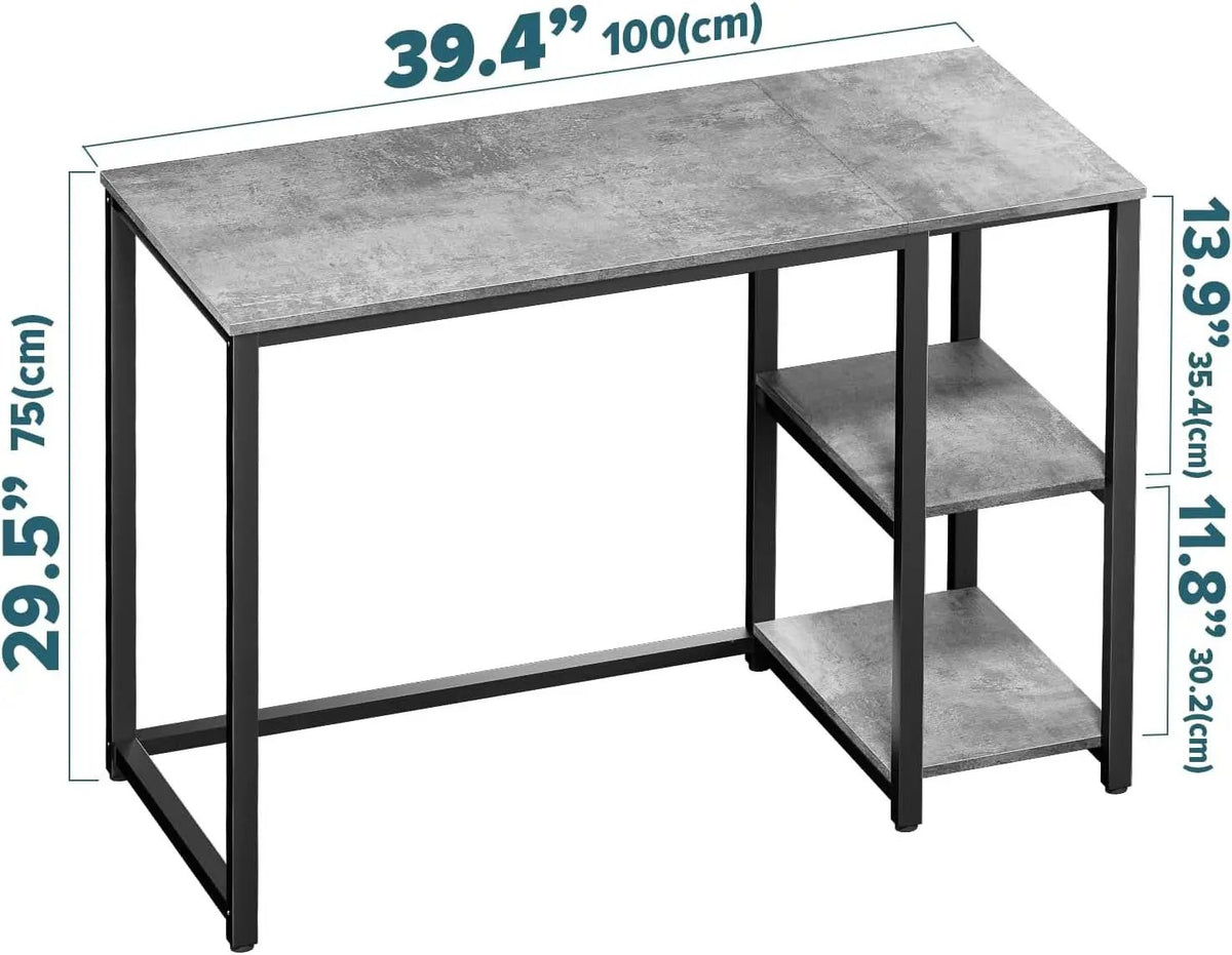 Computer Desk 40 Inch Gray With Durable Storage Shelves from PriceLows™