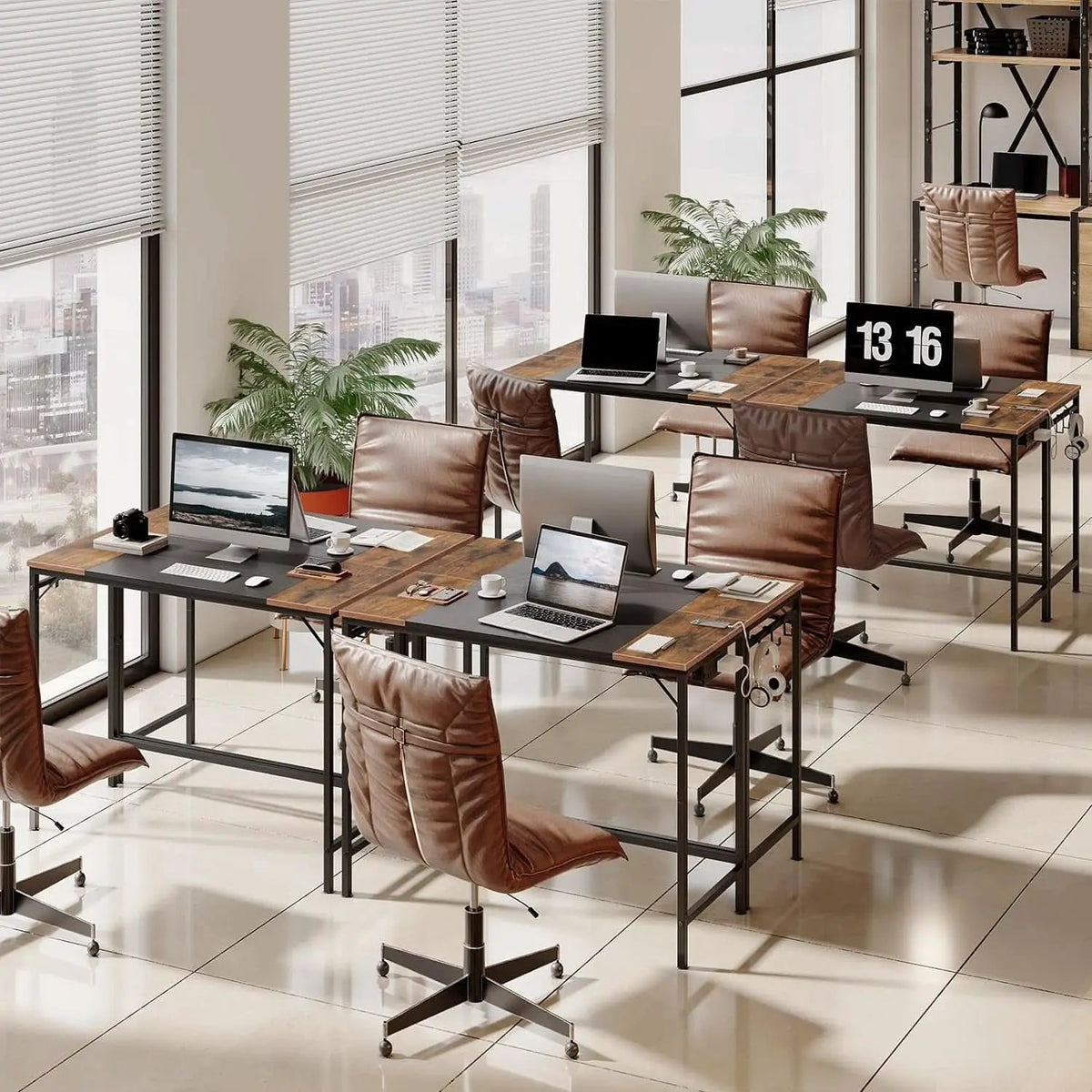 Computer Desk With Power Outlets In Rustic Brown And Black from PriceLows™