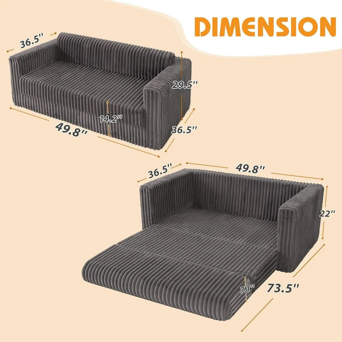 Convertible Folding Sofa Bed Comfy Multi-Functional Lounge Chair from PriceLows™