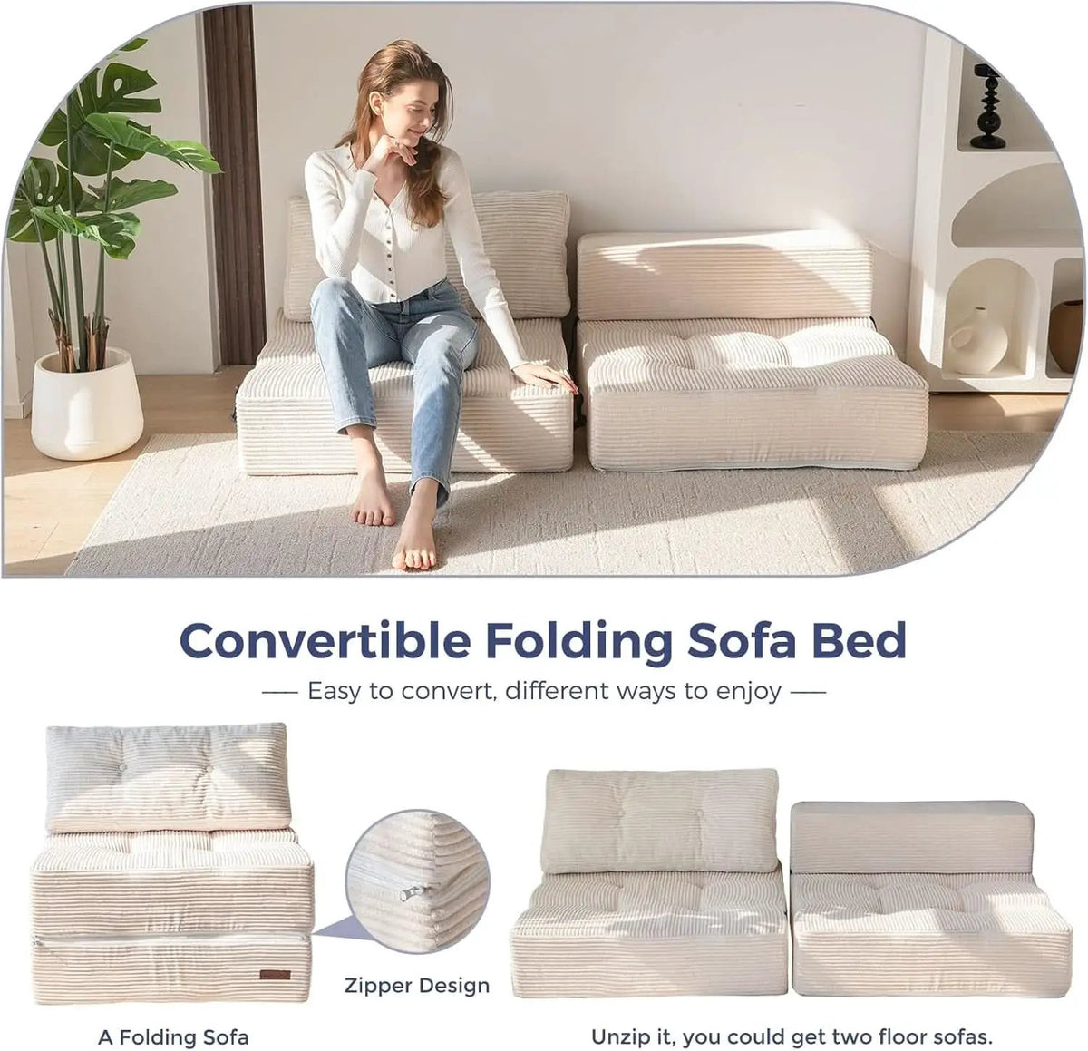 Convertible Folding Sofa Bed with High-Density Foam from PriceLows™
