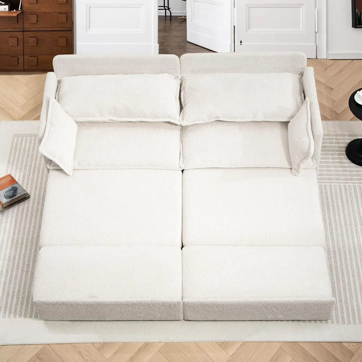 Convertible King Sofa Bed with USB Charging and Pockets from PriceLows™