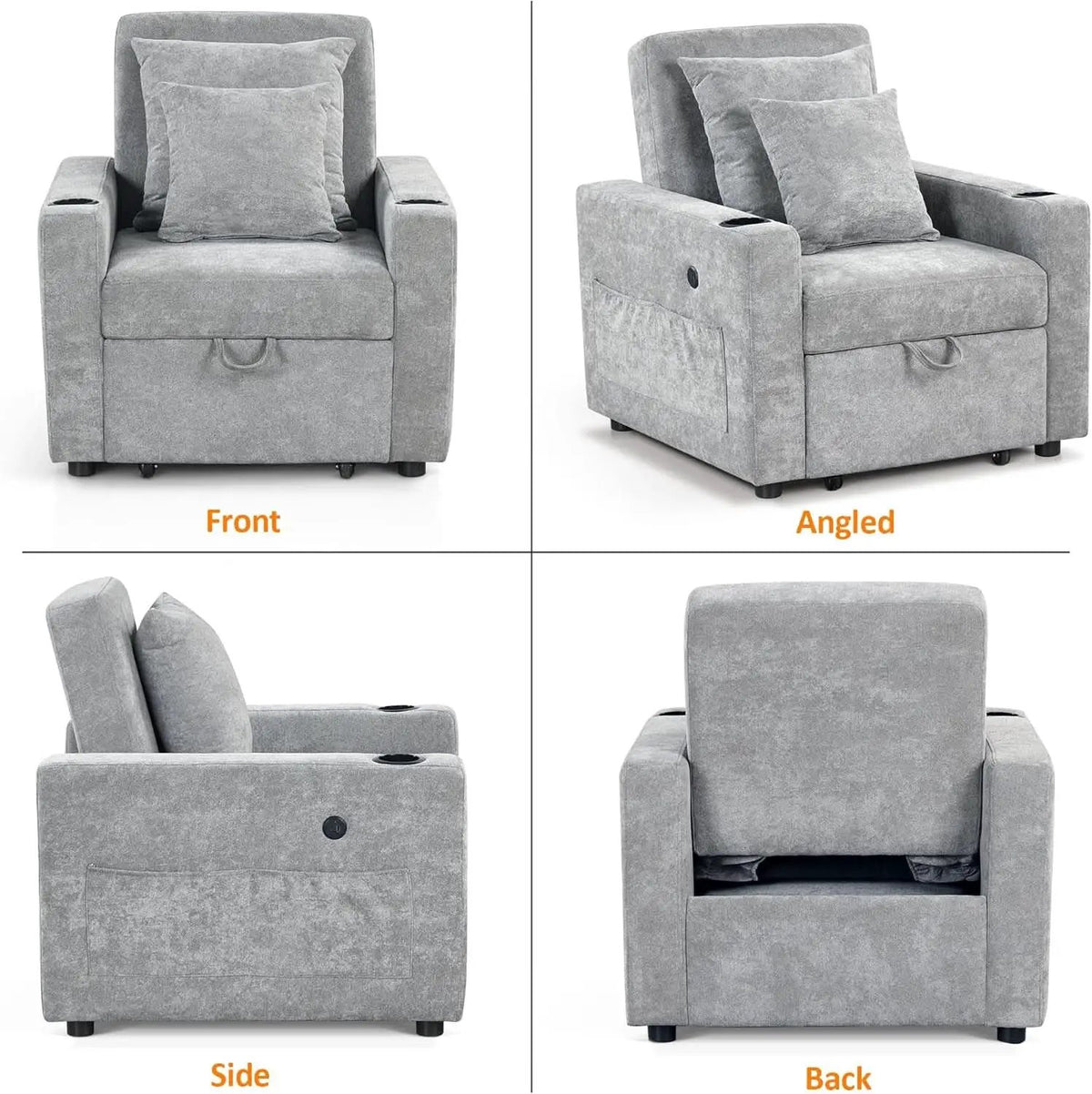Convertible Sleeper Chair Bed With Linen Upholstery from PriceLows™