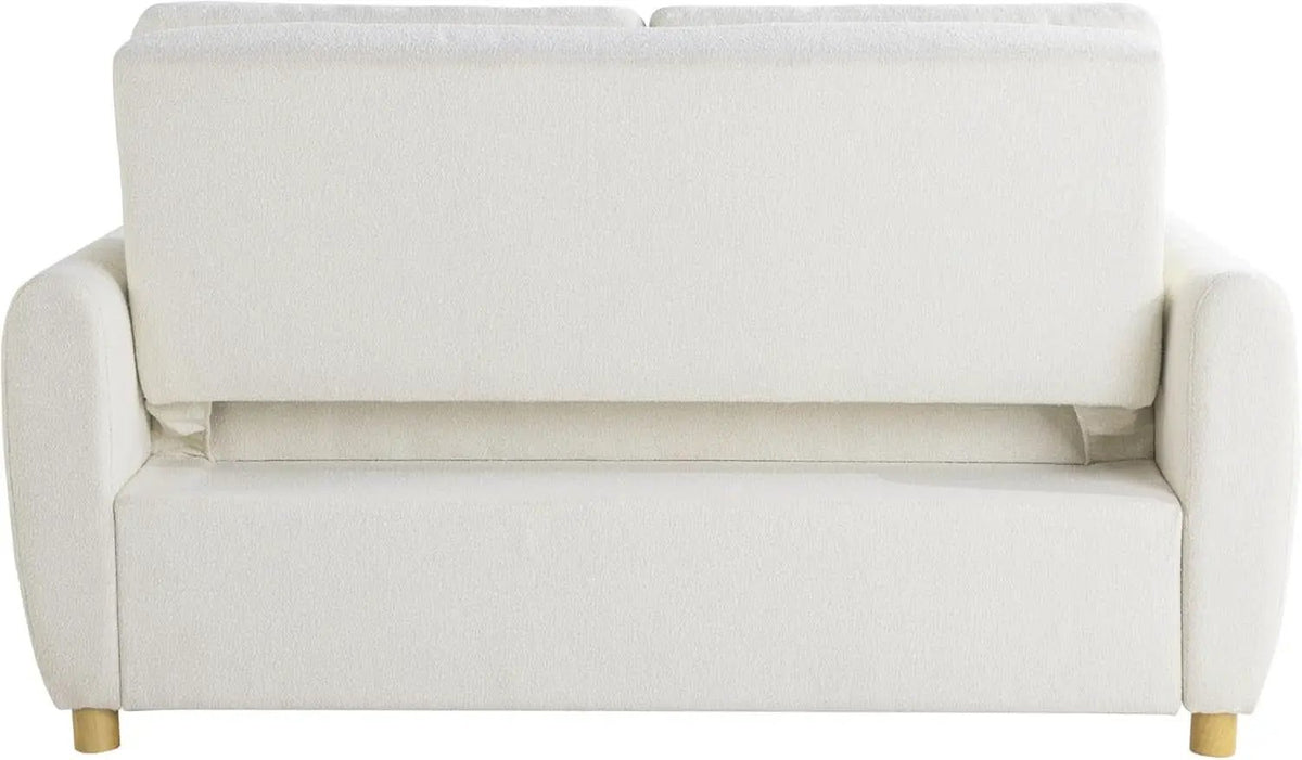 Convertible Sleeper Loveseat 66 Inch Polyester Ivory from PriceLows™