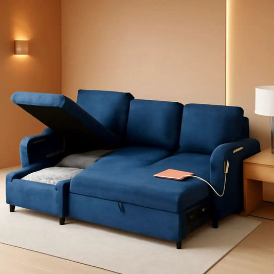 Cerulean Linen Convertible Sleeper Sofa With Pullout from PriceLows™