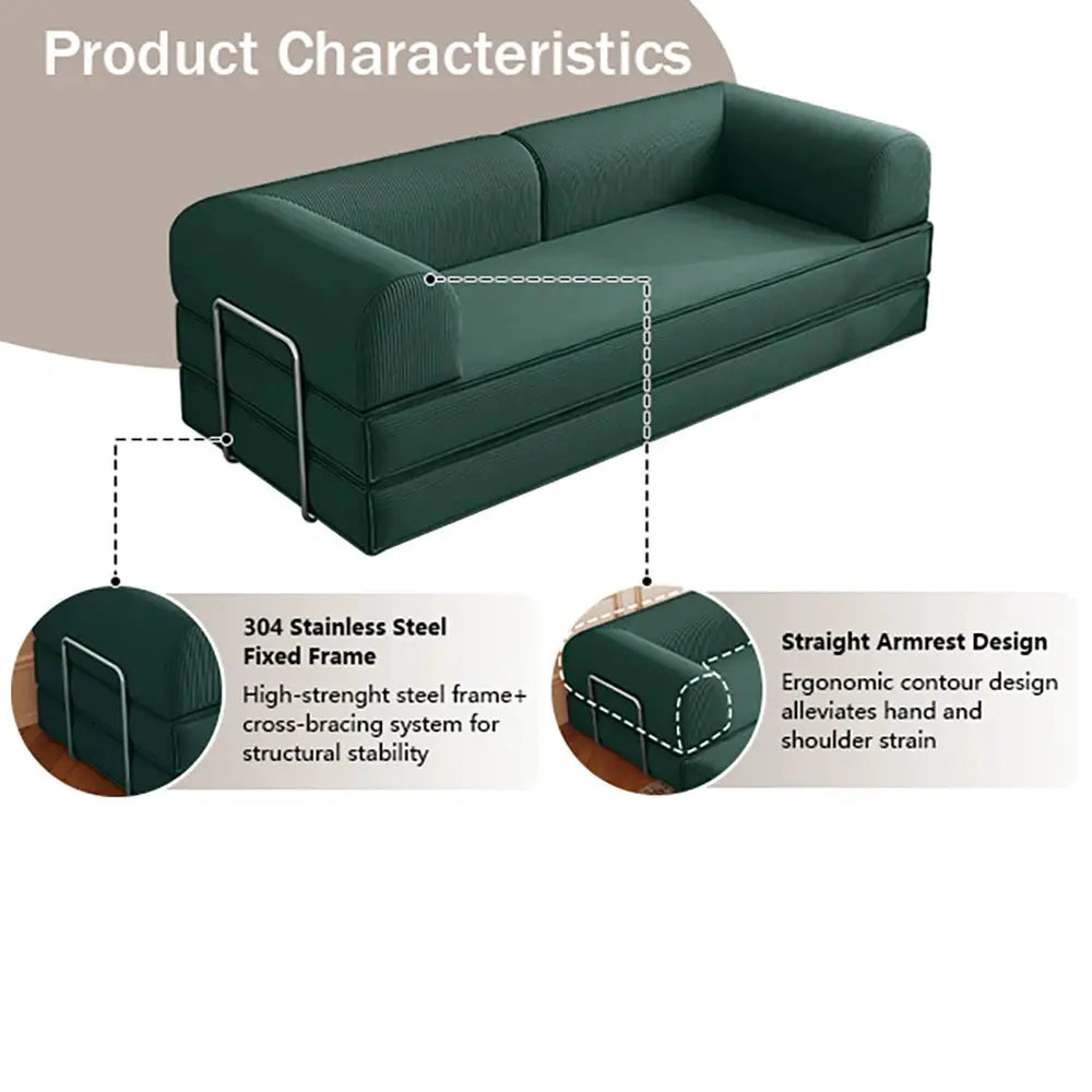 Convertible Sofa Bed | Corduroy Upholstery | 79 Inch Length from PriceLows™