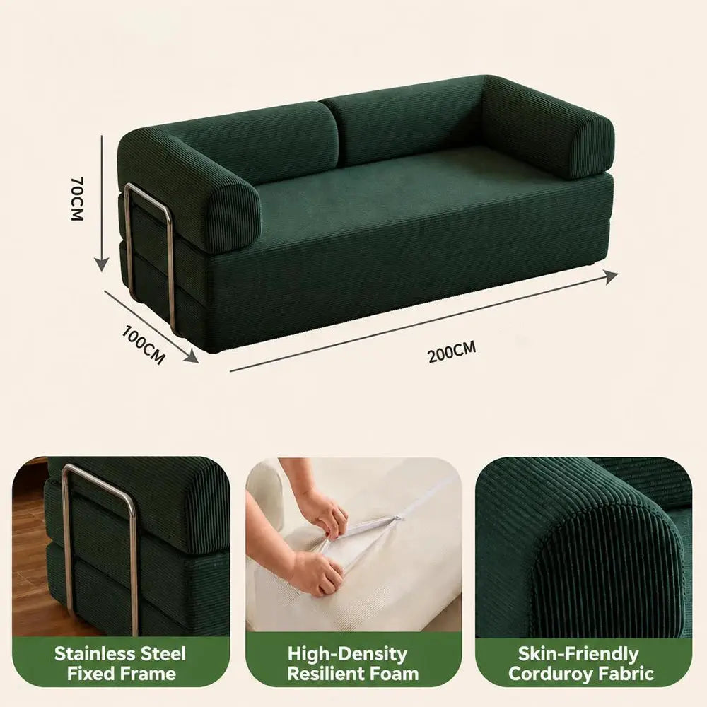 Convertible Sofa Bed | 79 Inch | Corduroy Folding Sleeper | No Assembly Needed from PriceLows™