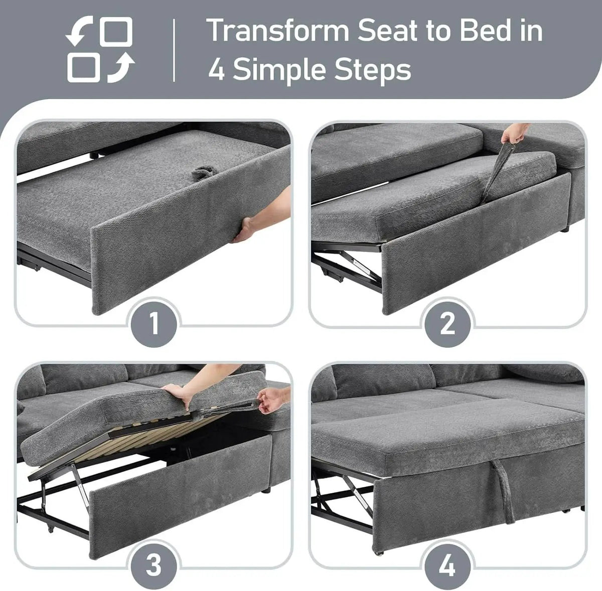 Convertible Sofa Bed With CloudLike Storage Chaise from PriceLows™