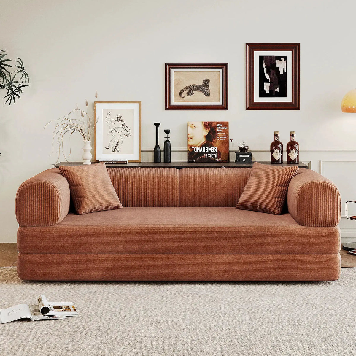 Convertible Sofa Bed | Genuine Leather | Metal Frame | Apartment Use from PriceLows™