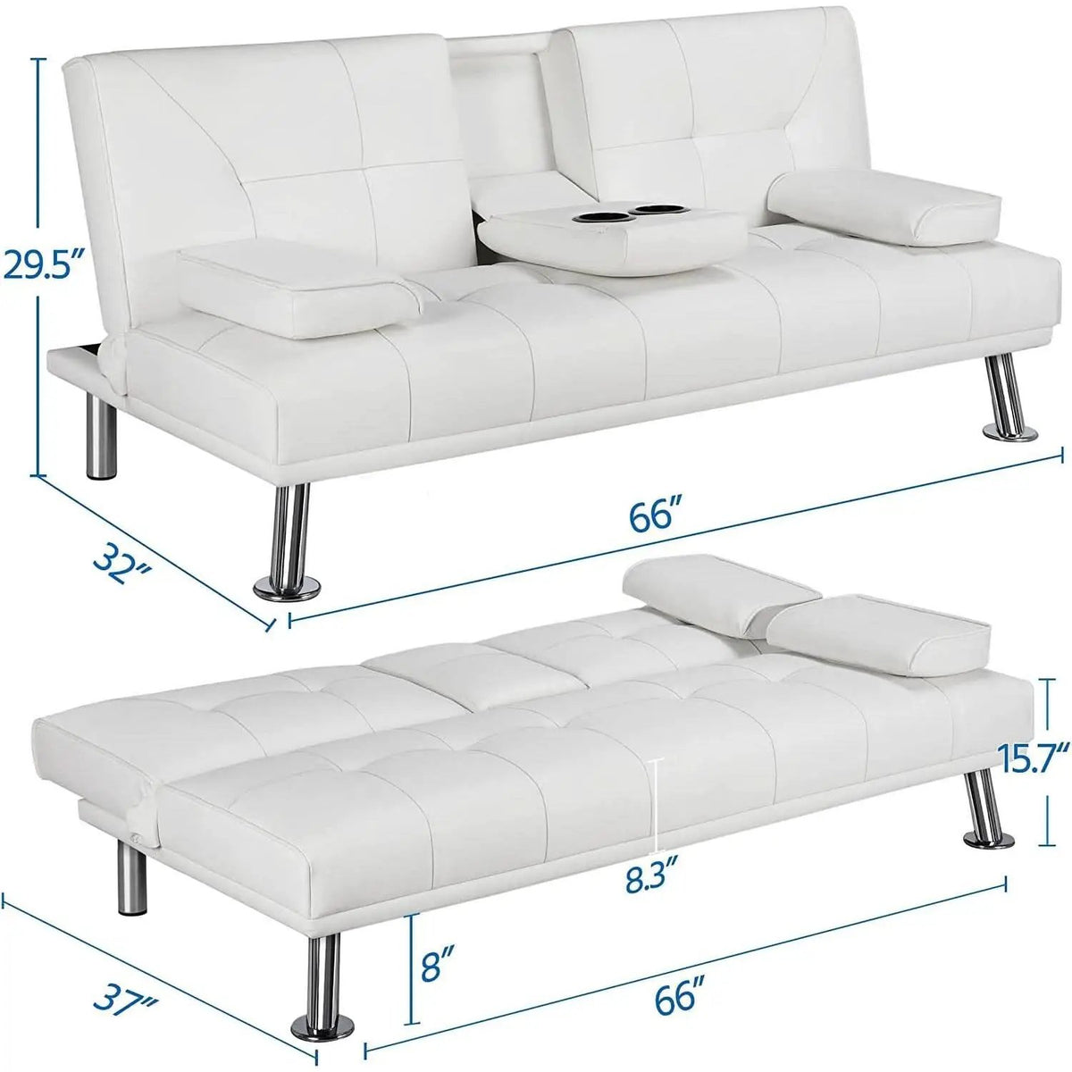 Convertible Sofa Bed With Cup Holders And Adjustable Back from PriceLows™