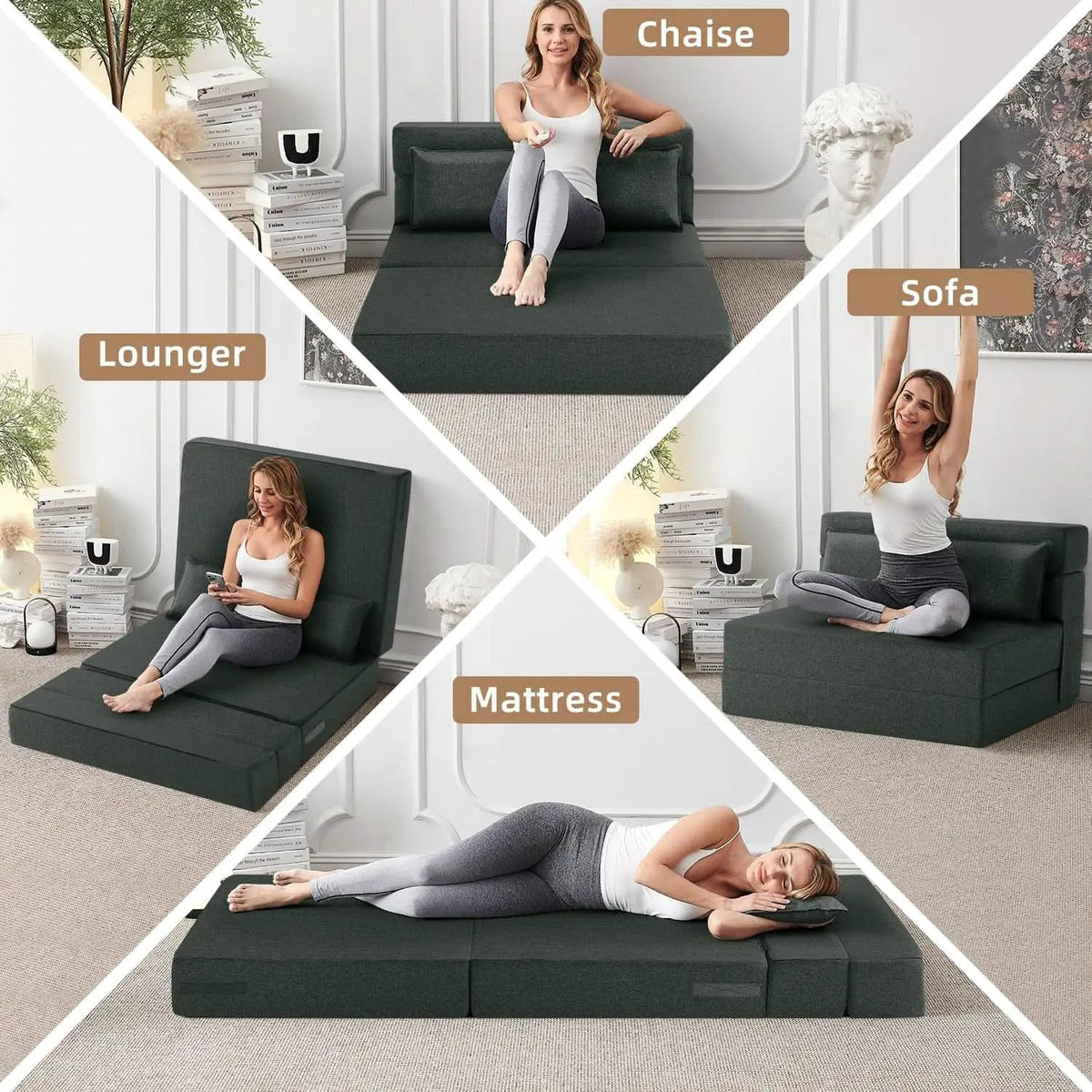 Dark Gray Standard Size Multifunctional Convertible Sofa from PriceLows™