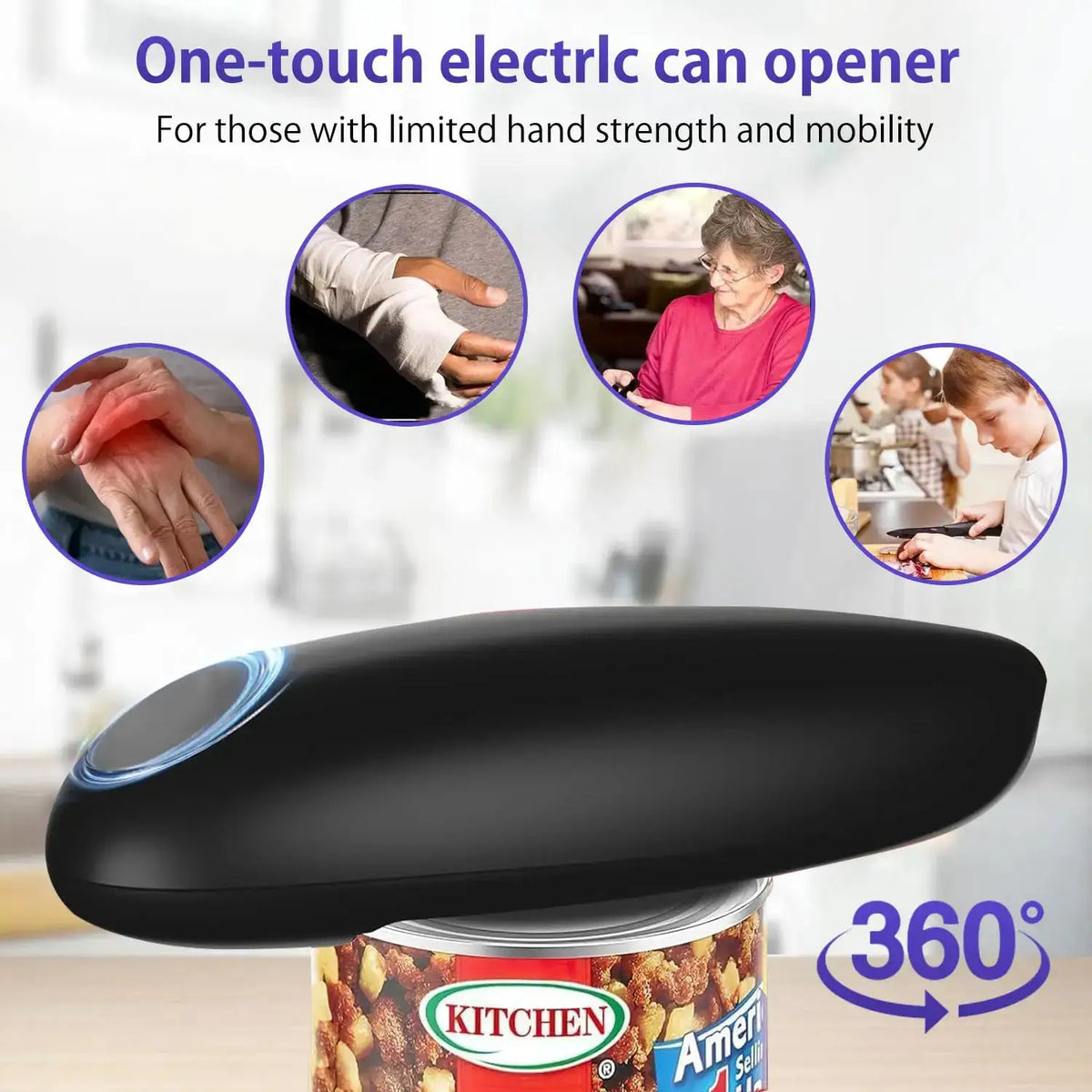 Electric Can Opener, Compact Cordless, Battery Powered (Requires 2 AA, Not Included) Disabled Hands, for Kitchen, Camping from PriceLows™