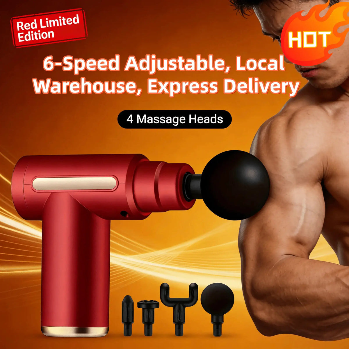 1pc Powerful Cordless Massage Gun with LED Display - Deep Tissue Muscle Relaxer, 4 Interchangeable Heads,1200mAh Lithium Battery from PriceLows™