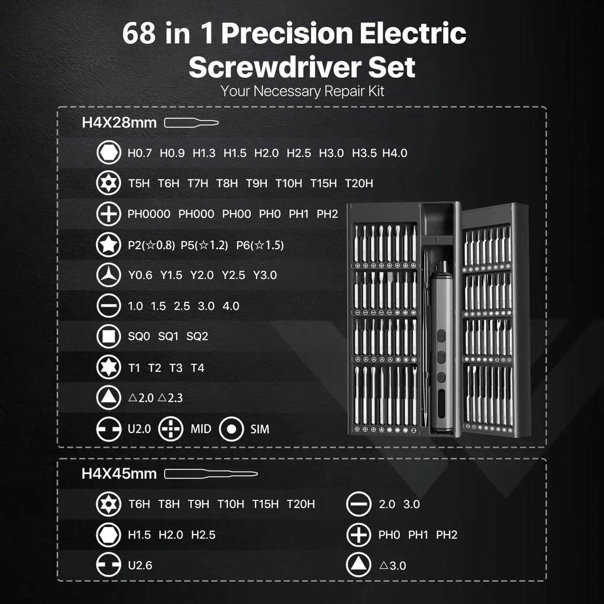 68 in 1 Mini Electric Screwdriver Set with 64 Magnetic Bits 5 Torque Settings Cordless Precision Screwdriver Kit Power Tool Set from PriceLows™