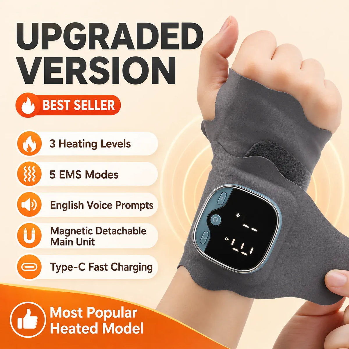 Cordless Wrist Massager | 3 Heat Levels | PriceLows™