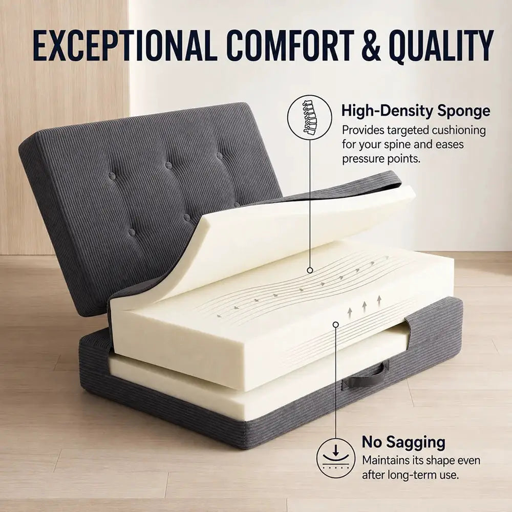 Corduroy Sofa Bed | Single 3-Position Foldable | PriceLows™