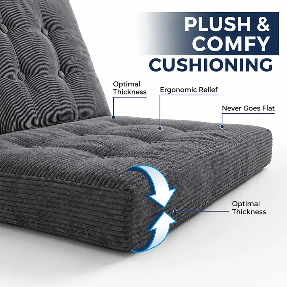 Corduroy Sofa Bed | Single 3-Position Foldable | PriceLows™