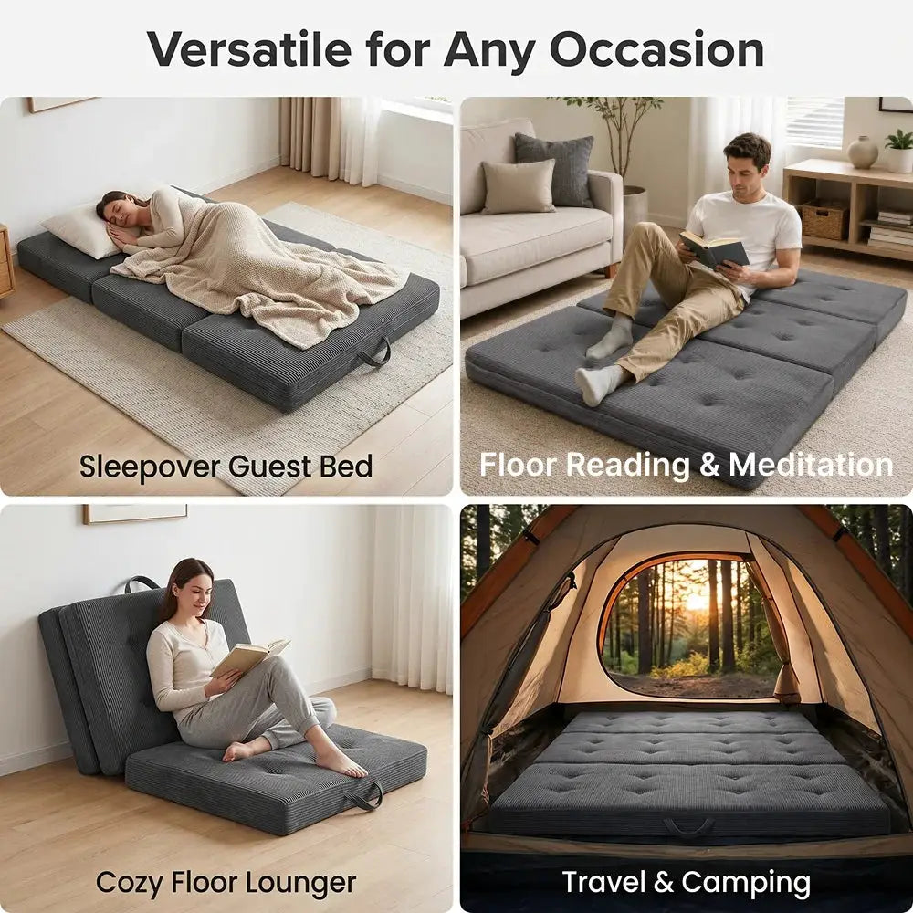 Corduroy Sofa Bed | Single 3-Position Foldable | PriceLows™
