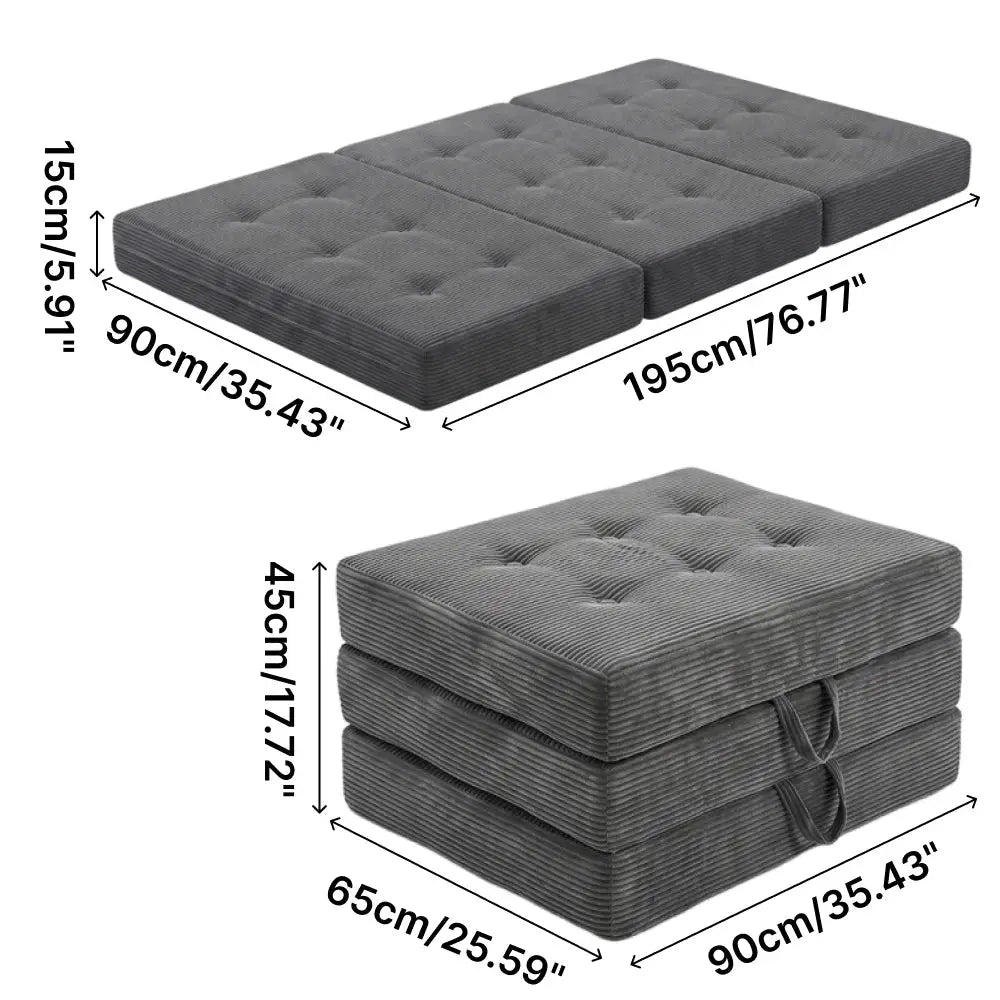 Corduroy Sofa Bed | Single 3-Position Foldable | PriceLows™