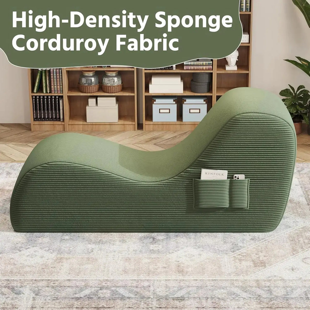 Corduroy Yoga Sofa | All Sponge Filled | Side Pocket | One Size from PriceLows™