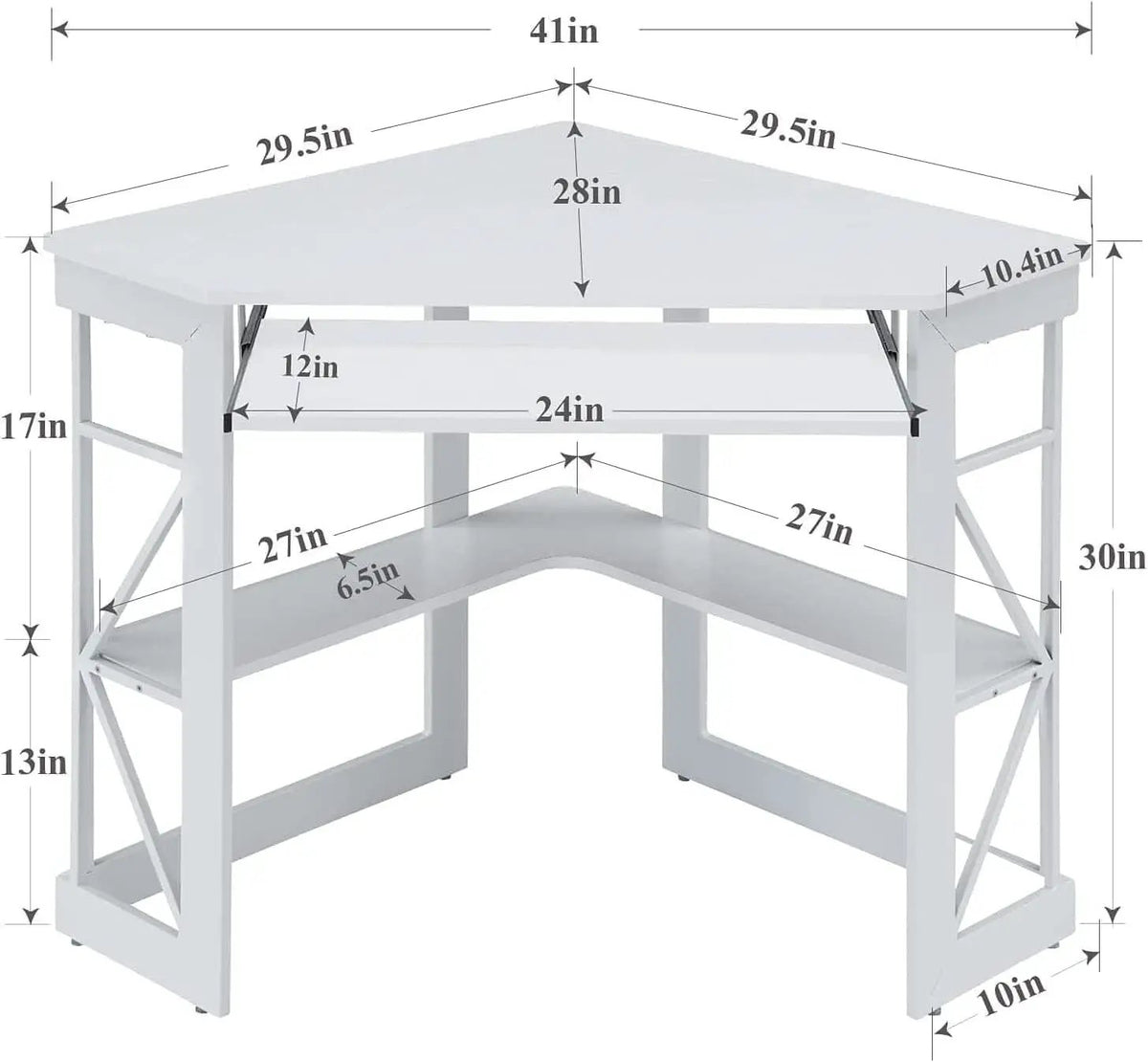Corner Computer Desk with Keyboard Tray and Storage Shelves from PriceLows™
