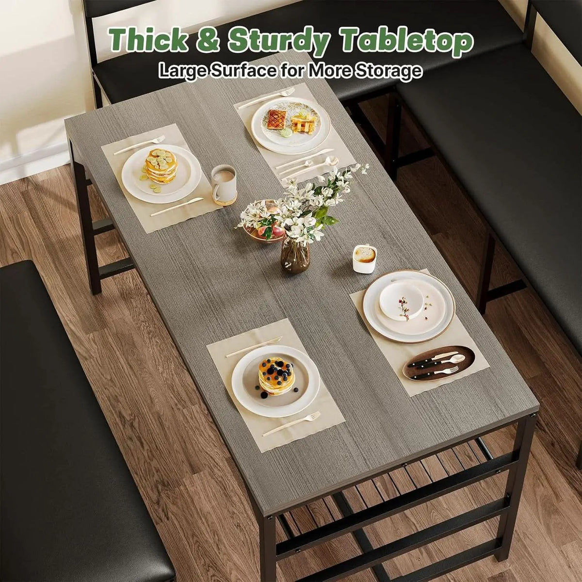 Corner Dining Table Set Space Saving Graphite Grey 4To6 from PriceLows™