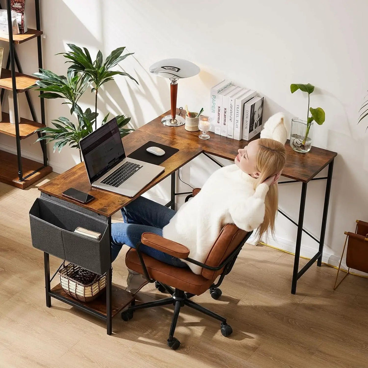 Corner L Shaped Gaming Desk With CPU Stand And Side Bag from PriceLows™
