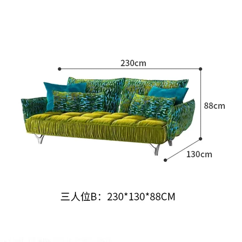 XS French Modern Simple Light Luxury Special-shaped Retro Pattern Fabric Corner Combination Sofa from PriceLows™