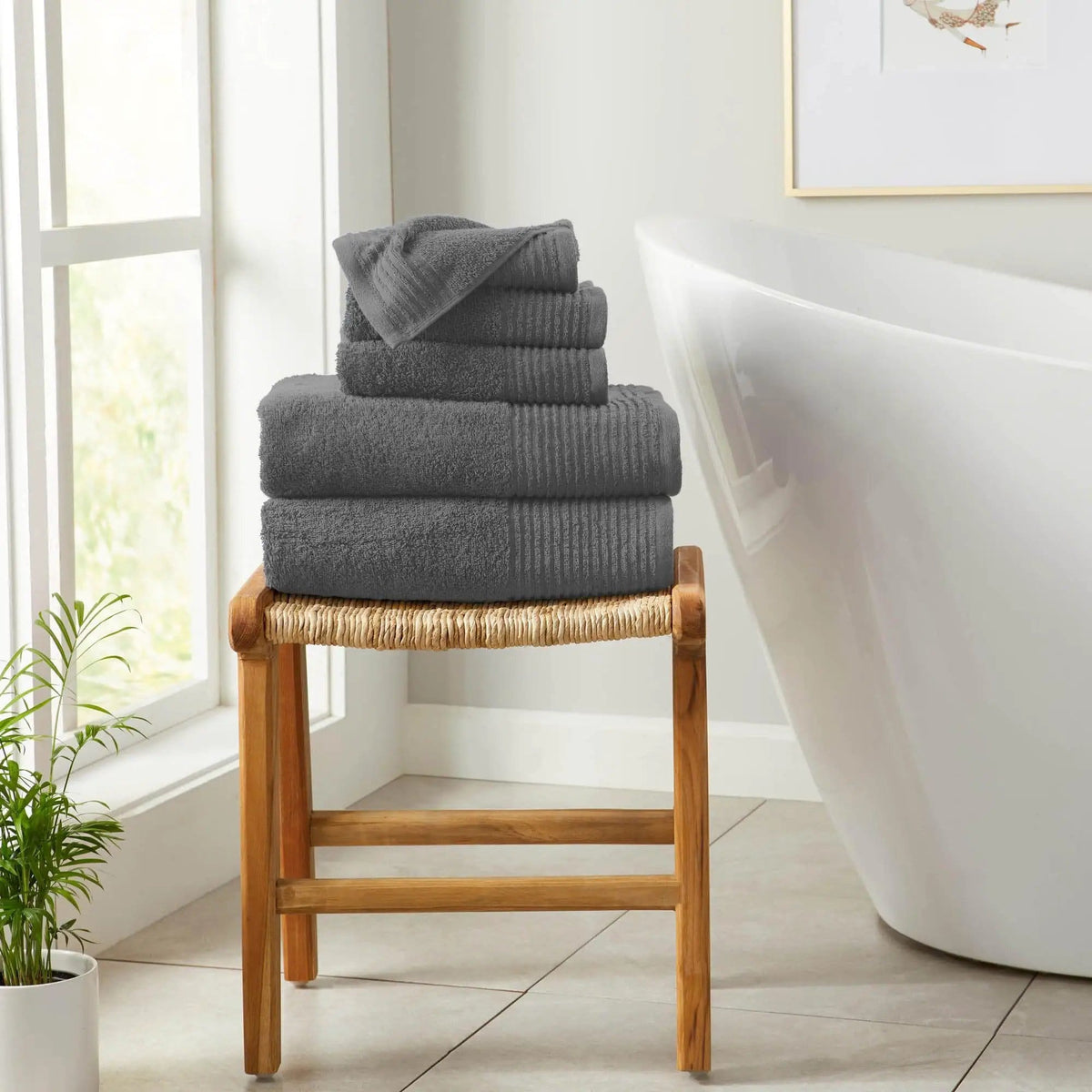 6 Piece Set Cotton Bath Towels - Kasper Collection from PriceLows™