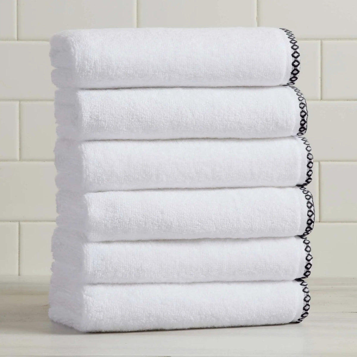 Cotton Border-Stitched 6-Piece Towel Set - Valery Collection from PriceLows™