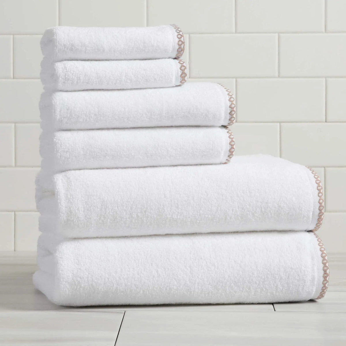 Cotton Border-Stitched 6-Piece Towel Set - Valery Collection from PriceLows™