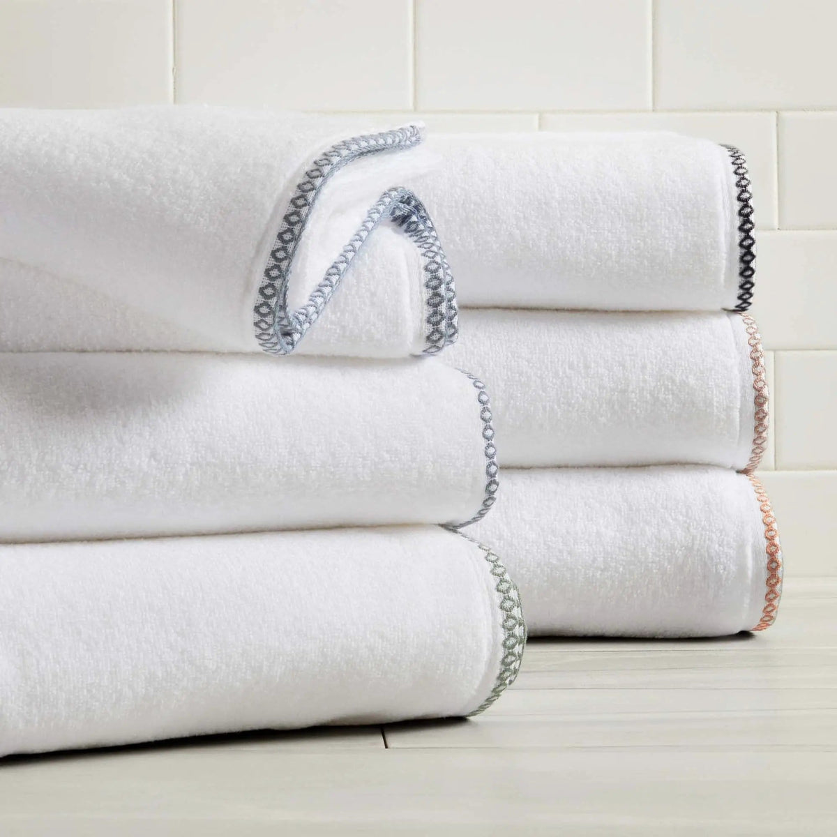 Cotton Border-Stitched 6-Piece Towel Set - Valery Collection from PriceLows™