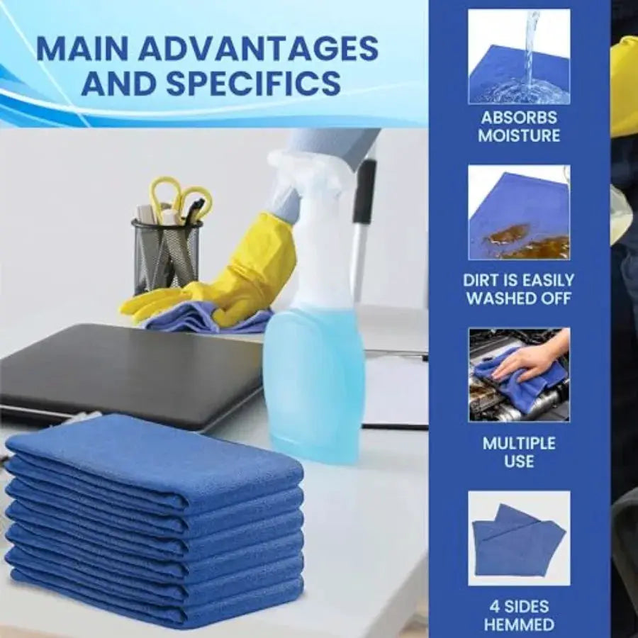 Blue Huck Towels - Pack of Shop Bulk Cleaning Towel Multipurpose for Window Glass Mechanic Garage and Commercial % Cotton Pre-W from PriceLows™