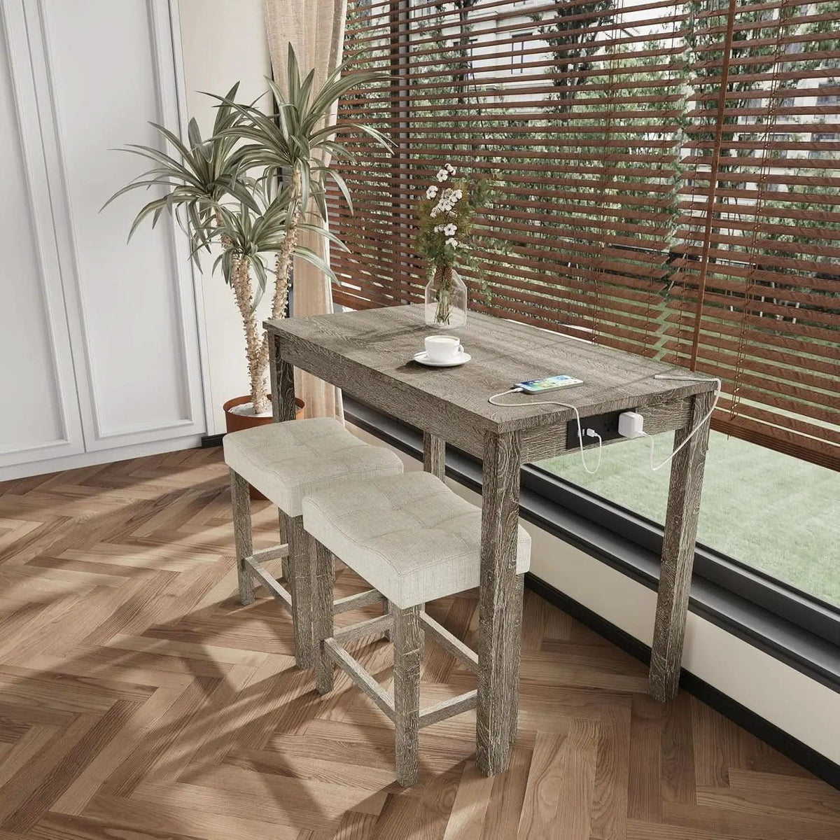 Sophisticated Walnut Finish Counter Height Bar Table from PriceLows™