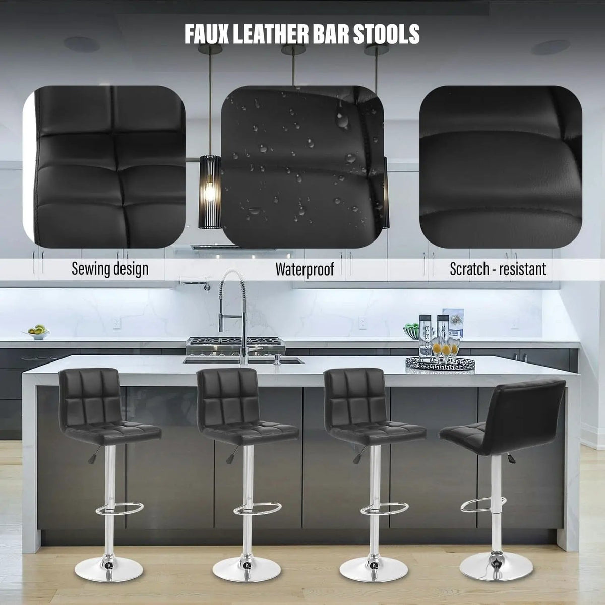 Counter Height Black Bar Stools Set Of 2 For Kitchen from PriceLows™