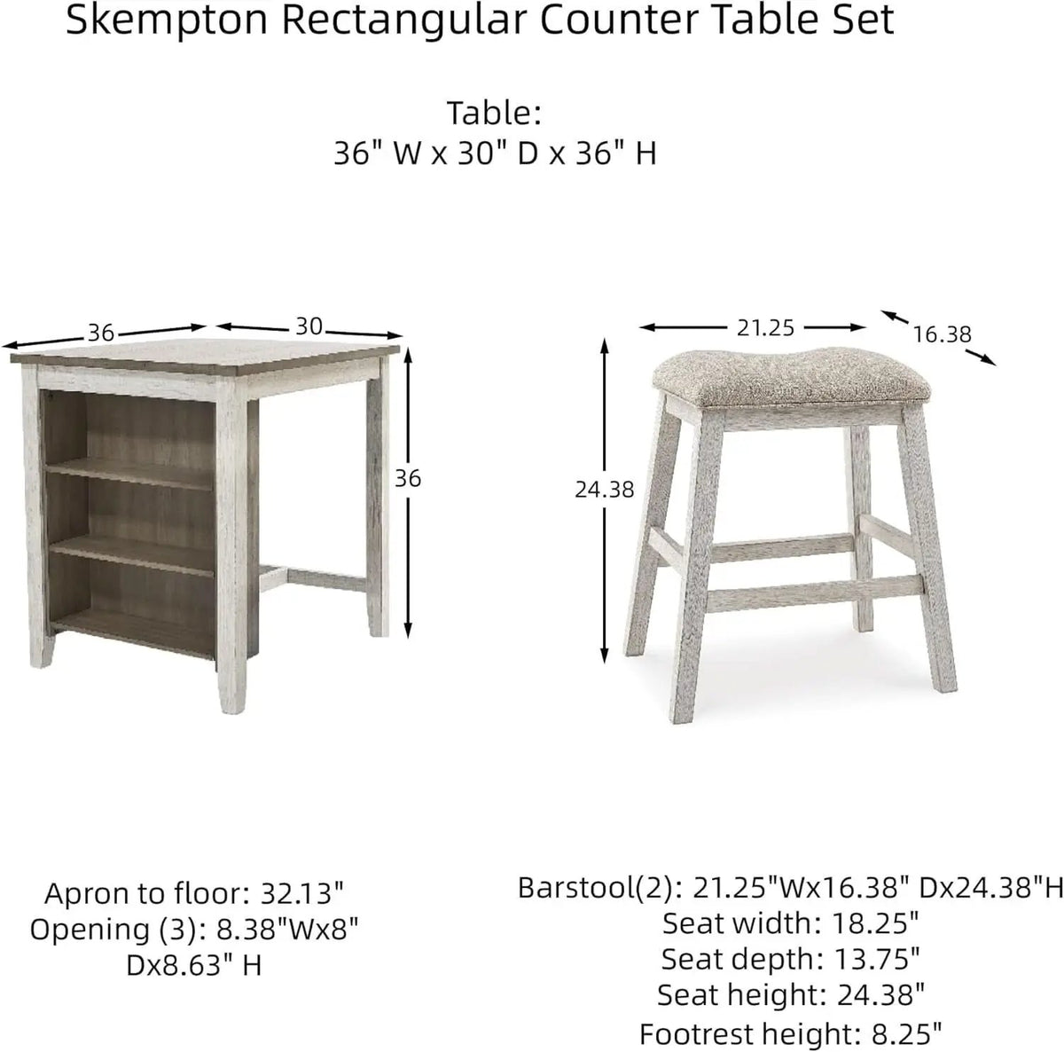 Whitewash Counter Height Dining Set With Barstools from PriceLows™