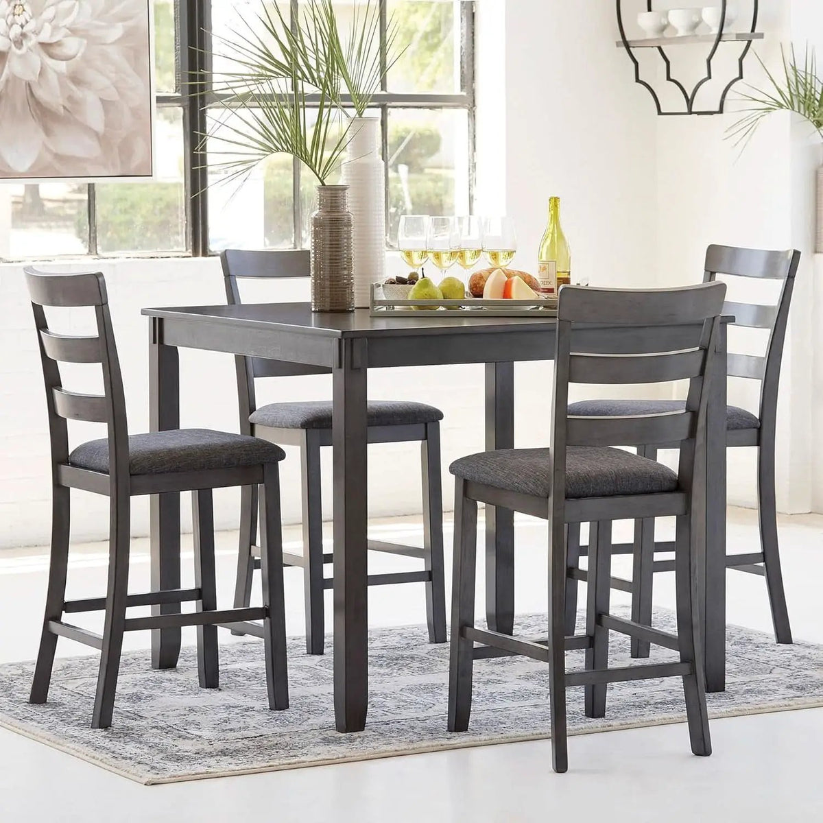 5 Piece Engineered Wood Counter Height Dining Set Gray from PriceLows™