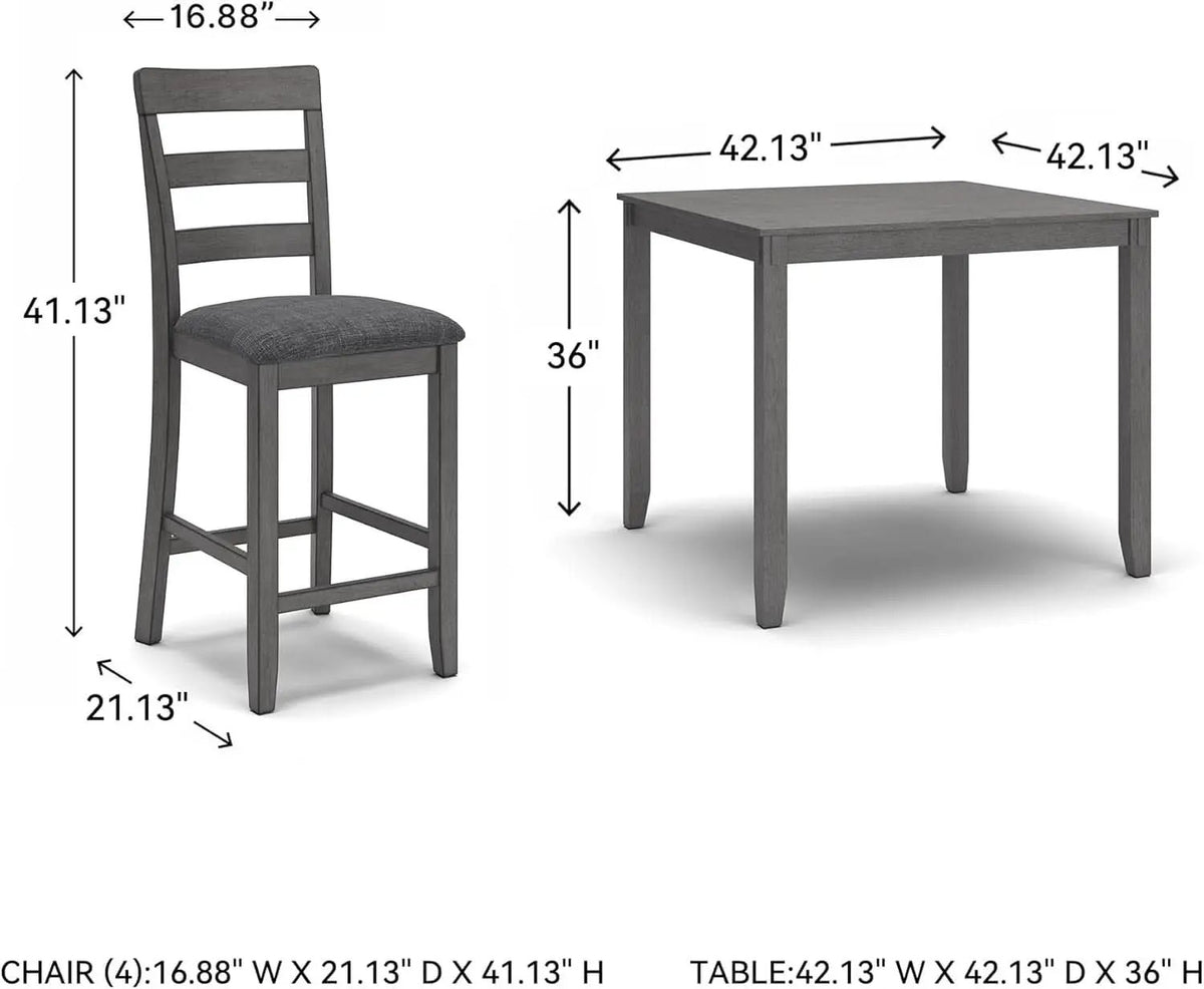 5 Piece Engineered Wood Counter Height Dining Set Gray from PriceLows™
