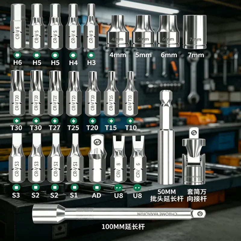 40Pcs Cr-V Ratchet Screwdriver Socket Set Portable Multifunctional Repair Tool Kit for Car Home Electronics Maintenance from PriceLows™