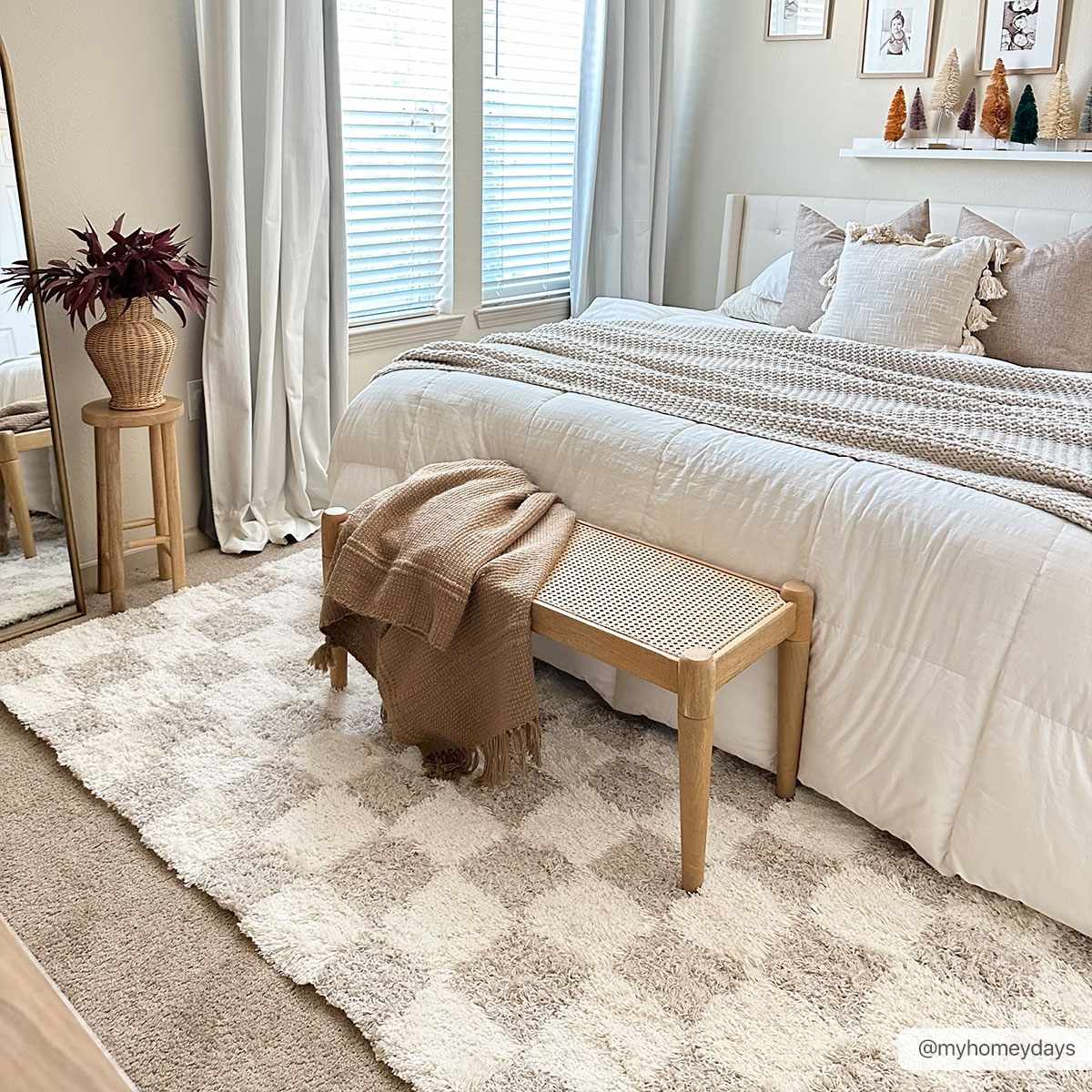 Atira Light Brown Checkered Area Rug from PriceLows™